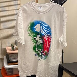 White Graphic Tee with Colorful Design